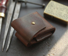 Brown Handmade Leather Mens Zippo Lighter Case With Belt Loop Zippo  Standard Lighter Holders For Men