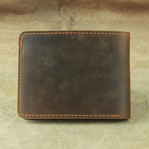 Vintage Mens Leather Slim Bifold Small Wallet Cool billfold Slim Small Wallet for Men