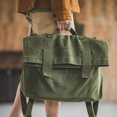 Cool Waxed Canvas Mens Green Military Courier Bag Postman Bag Backpack Large Side Bag For Men