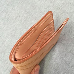 Handmade Leather Mens Tooled Feather Cool billfold Leather Wallet Men Small Wallets Bifold for Men