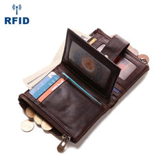 Bifold Leather Mens Dark Brown Small Wallet billfold Wallet Driver's License Wallet for Men
