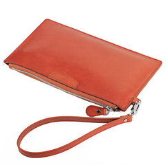 Oiled Leather Men's Yellow Ultra Slim Wristlet Wallet Zipper Multiple Purse Wallet Phone Bag For Men