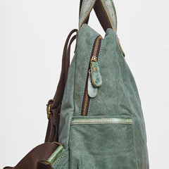 Canvas Green Mens Cool Backpack Canvas Travel Bag Canvas Handbag for Men