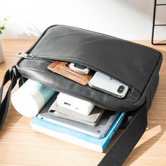 Black Cool Leather Mens Courier bag 10 inches Dark Green Side Bags Messenger Bags for Men