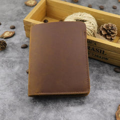 Cool Leather Mens Small Vertical Bifold Wallet billfold Wallet Horizontal Front Pocket Wallets for Men