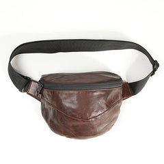 Black Handmade Leather Men Fanny Pack Small Waist Bag Hip Pack Coffee Belt Bag Bumbag for Men