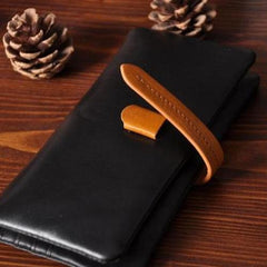 Handmade Leather Mens Cool Long Leather Wallet Bifold Clutch Wallet for Men - iChainWallets