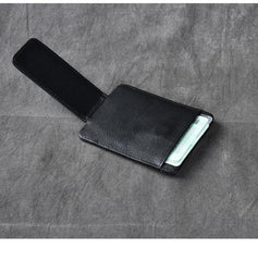 Black Leather Mens Front Pocket Wallet billfold Card Wallet Money Clip For Men