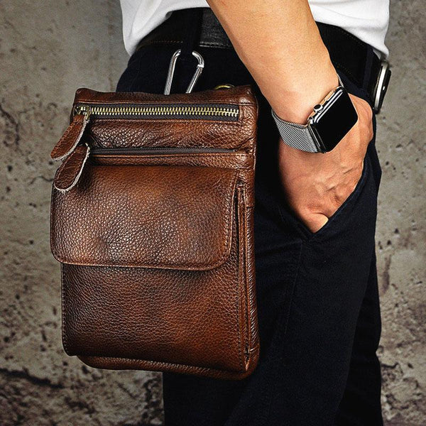 Cool Leather Mens Belt Pouch Waist Bag BELT BAG Small Shoulder Bag For Men