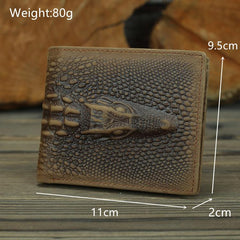 Cool Brown Crocodile Pattern Leather Bifold Small Wallet Leather Mens Brown Billfold Small Wallet Front Pocket Wallet For Men