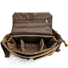 Waxed Canvas Leather Mens Black Waterproof 14'' Camera Bag Gray Side Bag Messenger Bag Shoulder Bag For Men