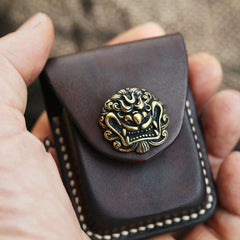 Handmade Coffee Leather Mens Classic Zippo Lighter Case With Belt Loop Lighter Holder For Men