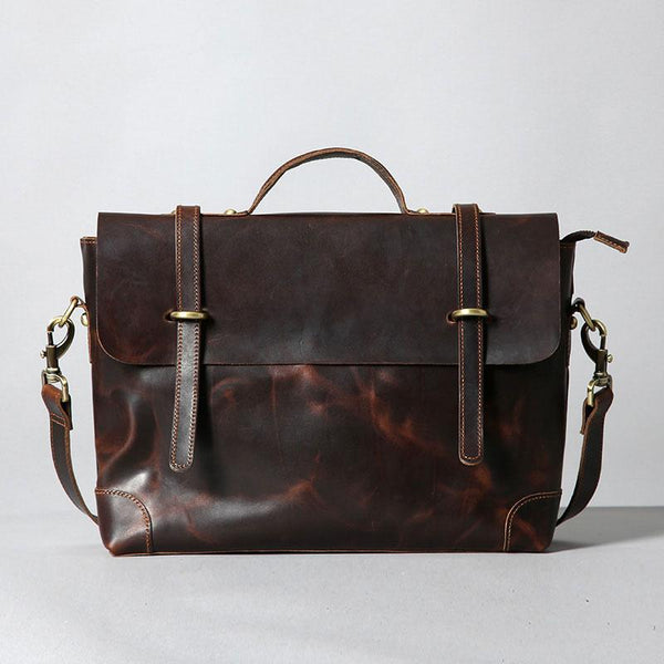 Handmade Leather Mens Cool Messenger Bag Briefcase Work Bag Business B ...