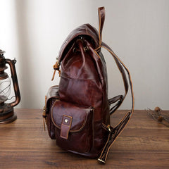 Vintage Brown Leather Men's Backpack 14'' Computer Backpacks Travel Backpack For Men