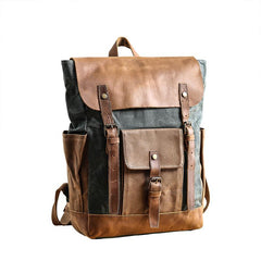 Lake Green Waxed Canvas Mens Large 15'' Laptop Backpack College Backpack Hiking Backpack for Men