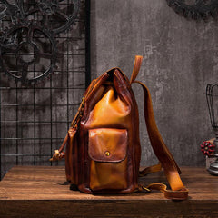 Vintage Mens Leather School Backpack Travel Backpack Leather Hiking Backpack for Men