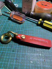 Red Handmade Leather Brass Keyring Moto KeyChain Leather Keyring Moto Cross Key Holders Key Chain Key Ring for Men