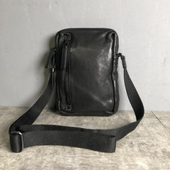 Cool BROWN LEATHER MEN'S Vertical Small Side Bags MESSENGER BAG BLACK Black Courier Bags FOR MEN