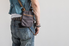 Canvas Mens Waist Bag Hip Pack Belt Bag Fanny Pack Bumbag Chest Bag Sling Bag for Men