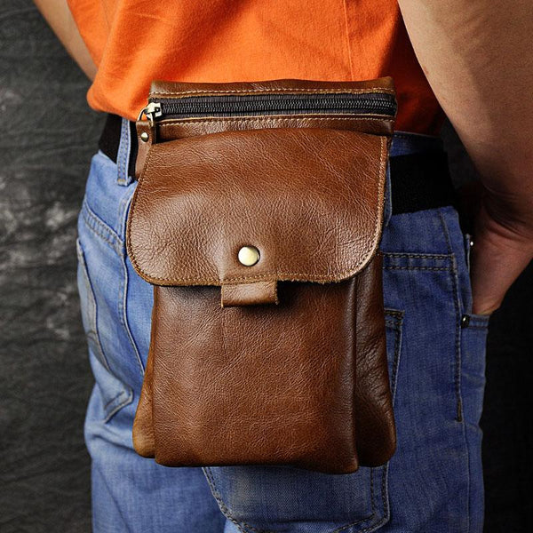 Leather Mens Belt Pouch Cell Phone Holster Waist BAG Shoulder Bags For Men