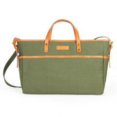 Canvas Leather Mens Simple Portable Caramel Tote Bag Shoulder Bag Army Green Diagonal Bag for Men