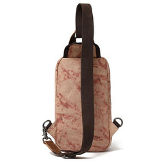 Rustic Canvas Leather Mens Sling Bag Chest Bag One Shoulder Pack for men