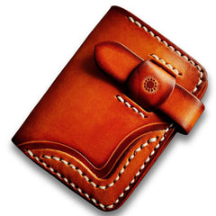 Handmade Leather Mens Cool Short Wallets Card Holder Small Card Slim Wallets for Men