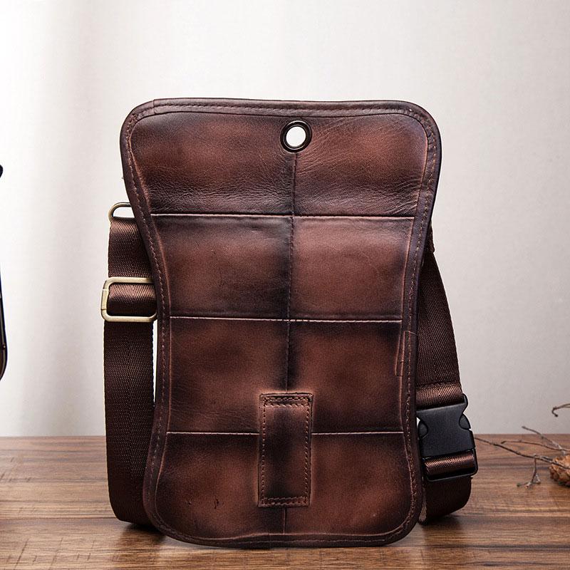 Cool Vintage Leather Mens Belt Pouch Waist Bag Drop Leg Bag Mini Shoulder Bag For Men