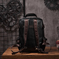 Cool Mens Leather 15inch Laptop Backpack Satchel Backpack Leather School Backpack for Men