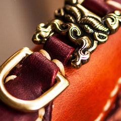 Handmade Leather Mens Tibetan Chain Biker Wallet Cool Tooled Leather Wallet Long Clutch Wallets for Men