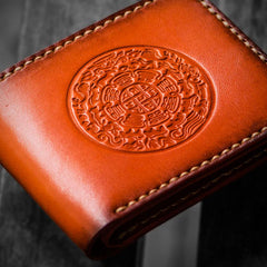 Handmade Leather Tibetan Tooled Mens billfold Wallet Cool Leather Wallet Slim Wallet for Men