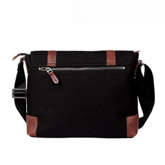 Casual Canvas Leather Mens Khaki Side Bag Messenger Bag Black Canvas Courier Bag for Men