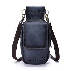 Cool Brown Leather Men's Cell Phone Holster Small Side Bag Mini Messenger Bag For Men