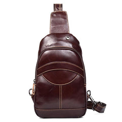 Brown Leather Mens Cool Sling Bags Yellow Brown Crossbody Packs Chest Bag for menest Bag for men