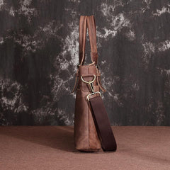 Brown Cool Leather 14 inches Light Brown Briefcase Messenger Bag Handbag Shoulder Bag For Men