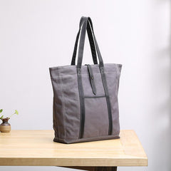 Canvas Leather Mens Womens Gray Tote Bag Handbag Tote Bag Shoulder Bag Tote Purse For Men