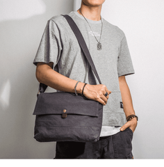 Casual Canvas Dark Gray Men's Side Bag Shoulder Bag Postman Messenger Bag For Men