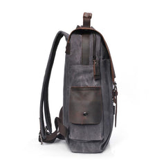 Cool Waxed Canvas Leather Mens Backpacks Canvas Travel Backpacks Canvas School Backpack for Men