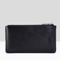 Handmade Leather Mens Urban Cohort Clutch Cool Slim Wallet Zipper Clutch Wristlet Wallet for Men