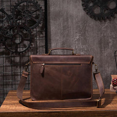 Cool Coffee Leather Mens Briefcase 14inch Laptop Bag Work Handbag Business Bag for Men