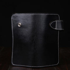 Handmade Leather Mens Cool Long Black Chain Wallet Biker Trucker Wallet with Chain