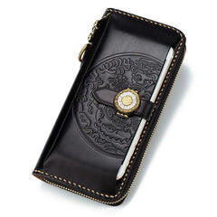 Handmade Leather Mens Chain Biker Wallet Cool Leather Wallet Long Phone Wallets for Men