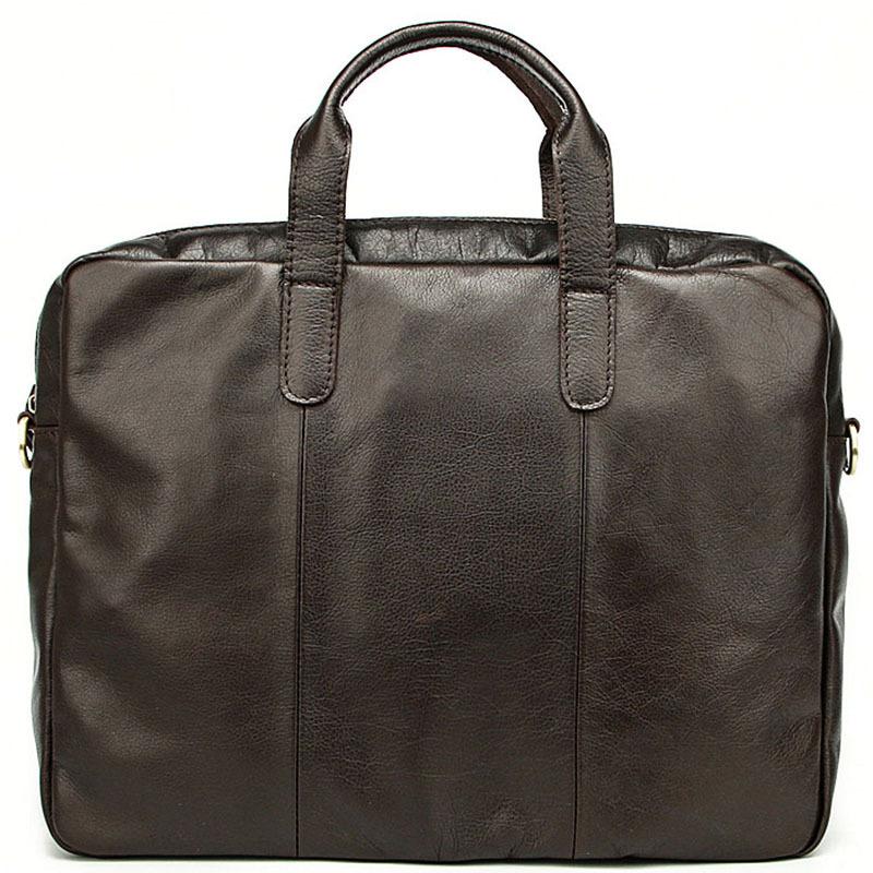 Vintage Coffee Mens Leather Briefcase Work Handbag Black 14'' Laptop Briefcases For Men