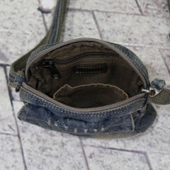 Blue Denim Mens Casual Small Vertical Messenger Bag Jean Side Bag Courier Bag For Men