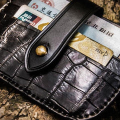 Handmade Leather Mens Cool Short Wallets Card Holders Small Card Slim Wallets for Men