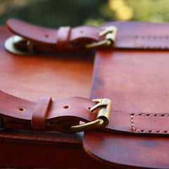 Handmade Vintage Brown Leather Mens School Shoulder Bag Messenger Bag for Men