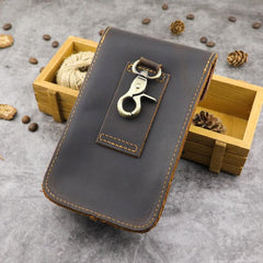 Cool Brown Leather Mens Belt Case Belt Pouch Mini Waist Pouch Belt Bags Phone Bag For Men