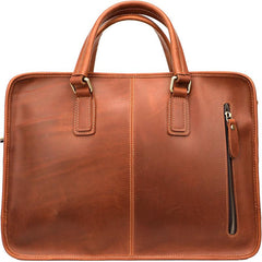 Vintage Black Mens Leather Briefcase Work Handbag Brown 14'' Computer Briefcase For Men