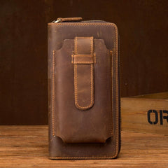 Brown Cool Mens long Wallet Wristlet Bag Clutch Wallet Mobile Long Wallet for Men