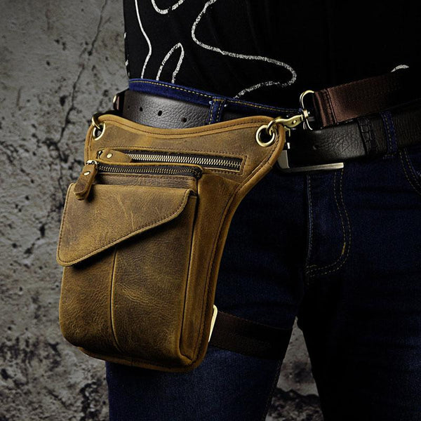 Leather Belt Pouches for Men Leg Drop Bag waist BAG Small Shoulder Bag For Men